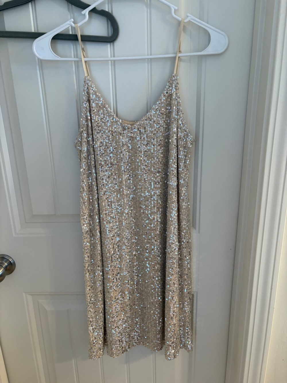 Millibon Champagne Sequin Mini Slip Dress